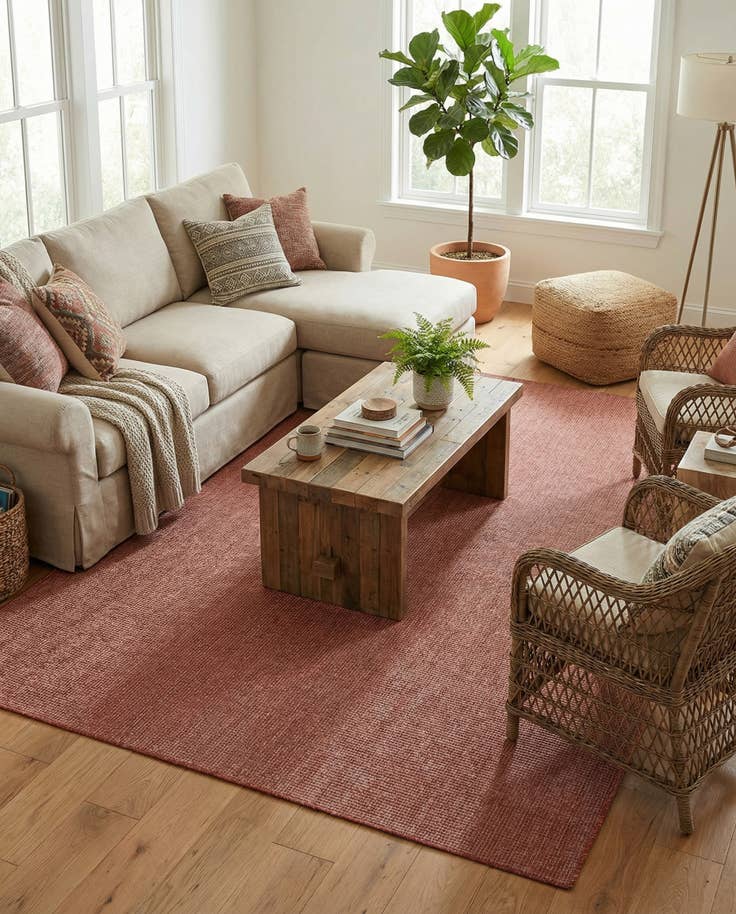 Detail image of 7' 10 x 11' Easy-Clean Solid Indoor / Outdoor Rug