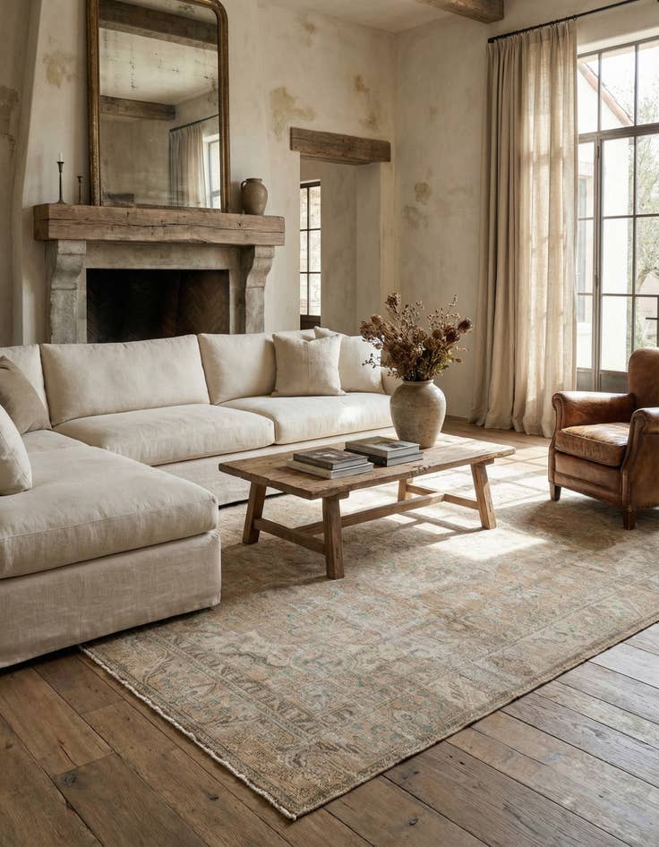 Detail image of  7' 6 x 11'  Hand Knotted Ultra Vintage Persian Wool Rug