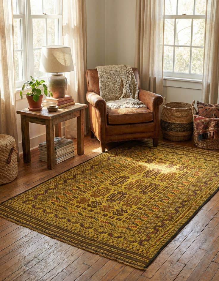 Detail image of 4' x 6' 4  Hand Woven Kilim Afghan Wool Rug