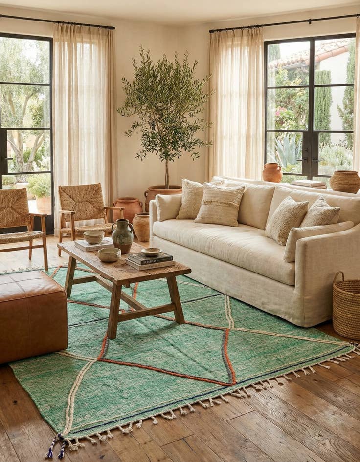 Detail image of 6' 8 x 10'  Hand Knotted Moroccan Wool Rug