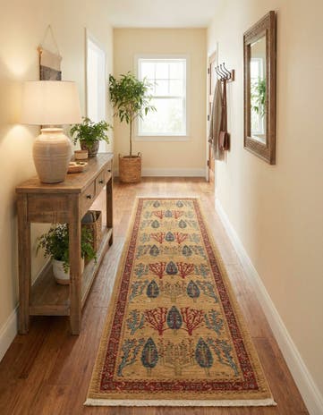 Tan Kashkuli Gabbeh Runner Rug