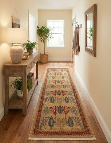 Tan Kashkuli Gabbeh Runner Rug