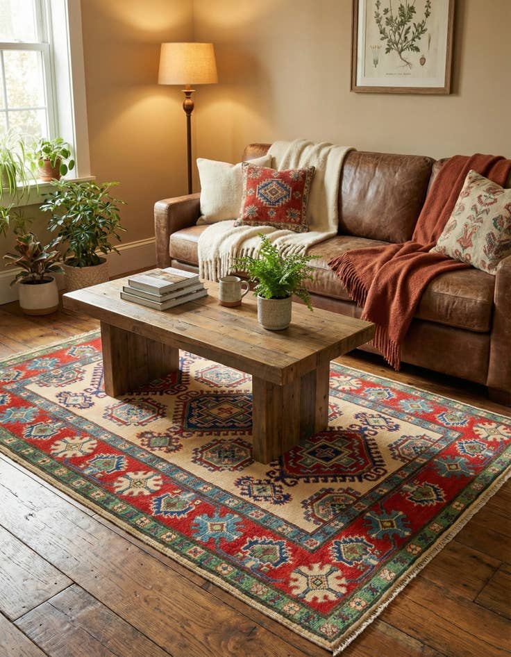 Detail image of 3' 10 x 5' 10  Hand Knotted Kazak Rug