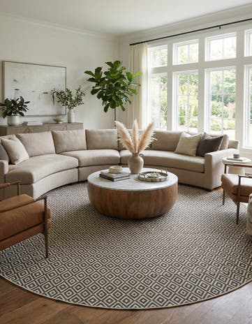 Charcoal Gray Easy-Clean Jill Zarin Indoor / Outdoor Round Rug