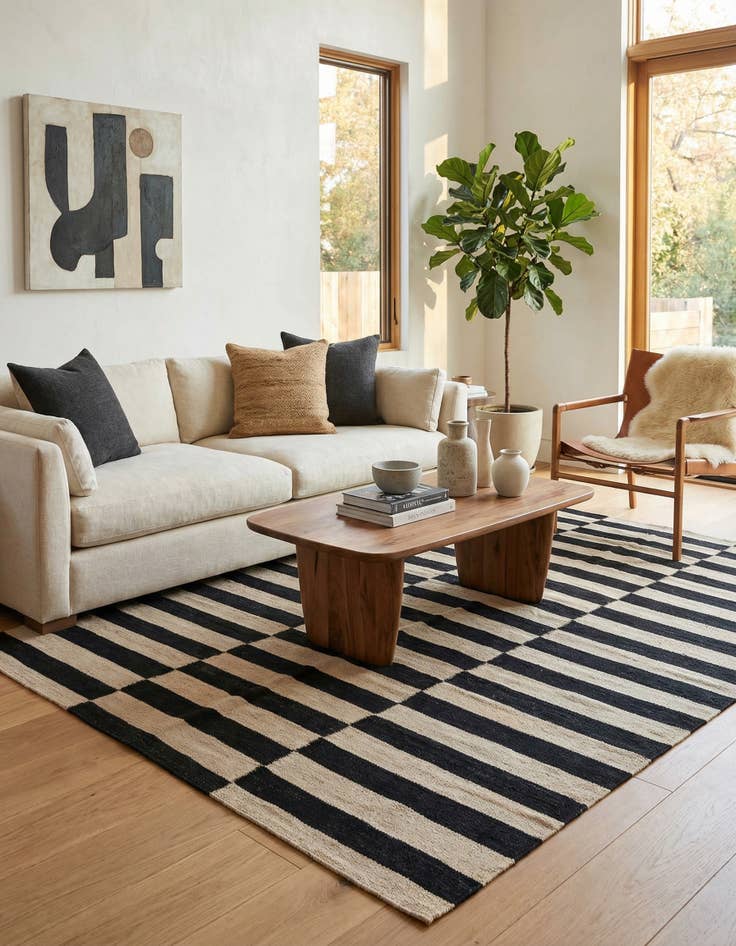 Detail image of 4' 3 x 5' 10  Hand Woven Kilim Modern Wool Rug