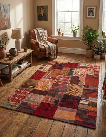 3' 10 x 6' Hand Woven Kilim Patchwork Wool Rug