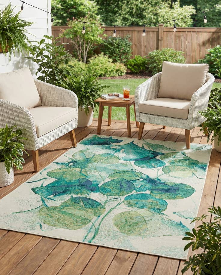 Detail image of 4' x 6' Easy-Clean Botanical Indoor / Outdoor Rug