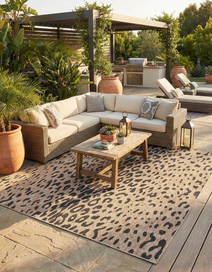 Detail image of 13' x 13'  Washable Safari Indoor / Outdoor Square Rug