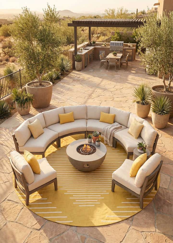 13' x 13' Easy-Clean Modern Indoor / Outdoor Round Rug