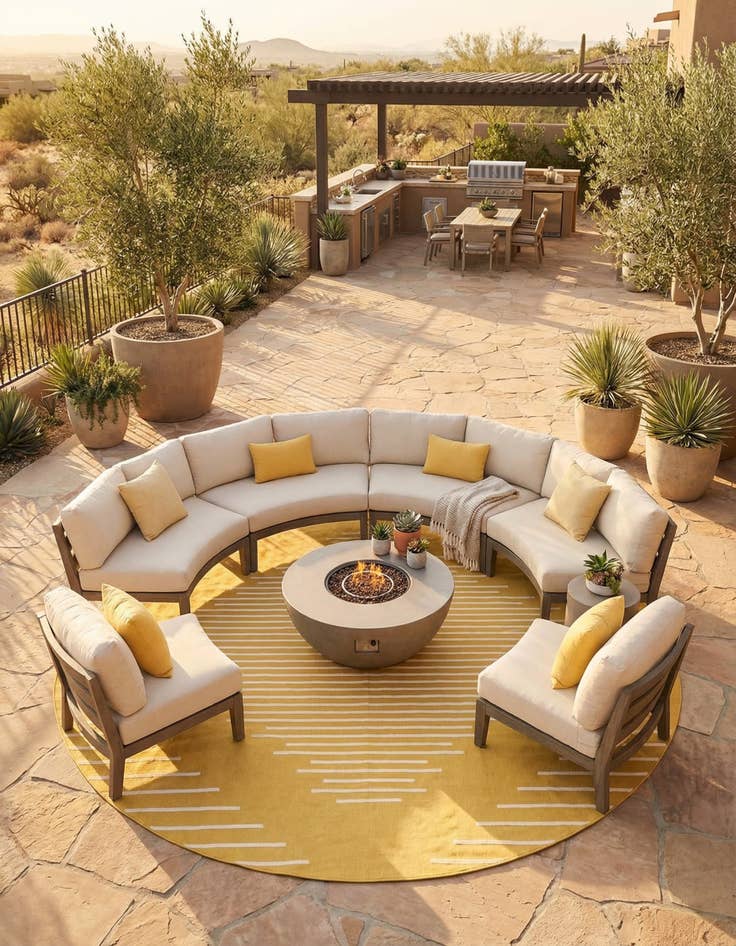 Detail image of 13' x 13' Easy-Clean Modern Indoor / Outdoor Round Rug