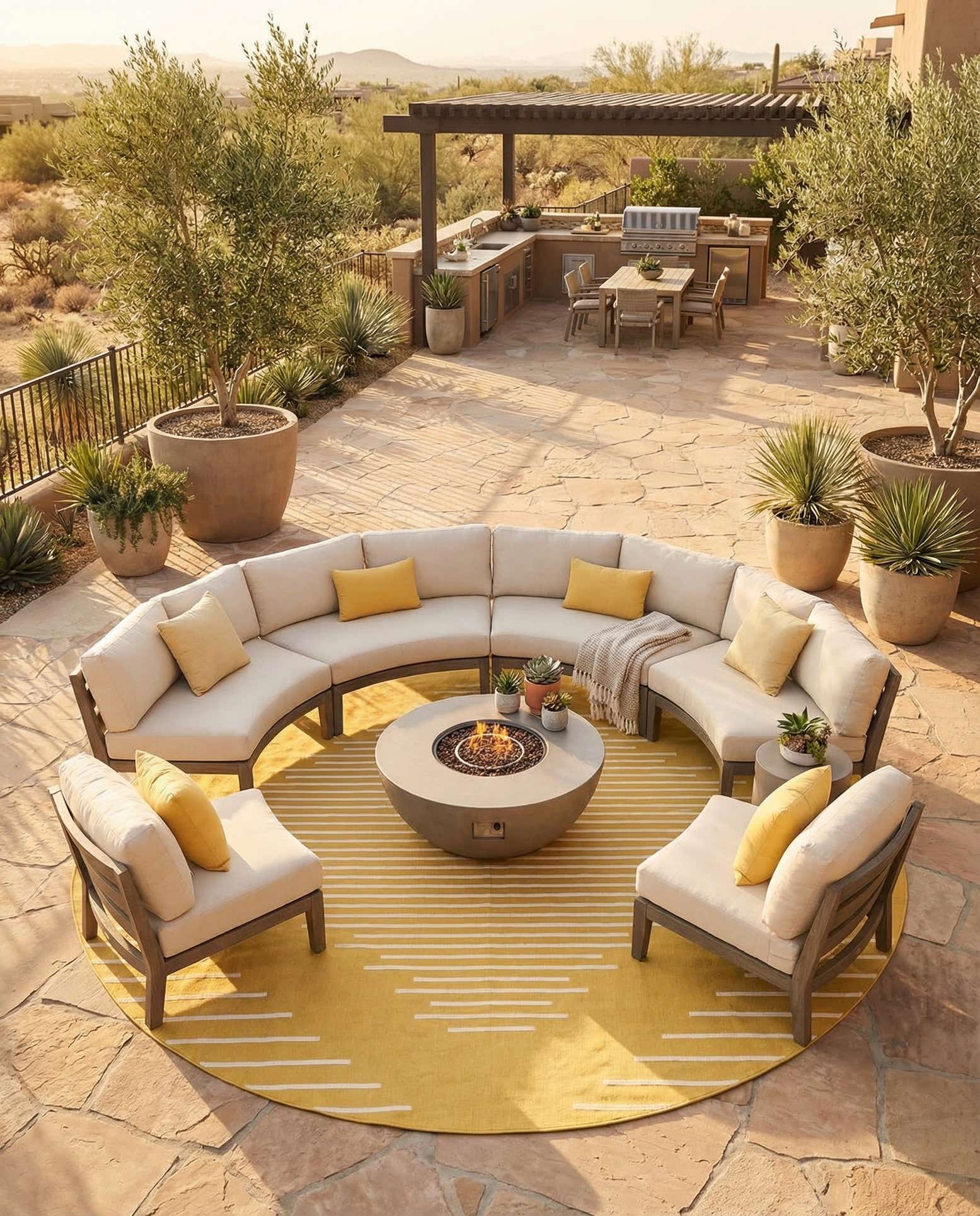 13' x 13' Easy-Clean Modern Indoor / Outdoor Round Rug
