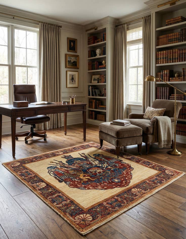 Detail image of 4' 4 x 5' 2 Luribaft Wool Square Rug