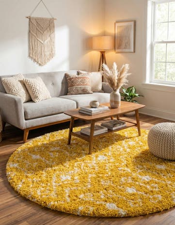 5' 3 x 5' 3 Moroccan Trellis Shag Round Rug