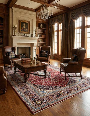 9' 7 x 13' 5 Hand Knotted Kashan Persian Wool Rug