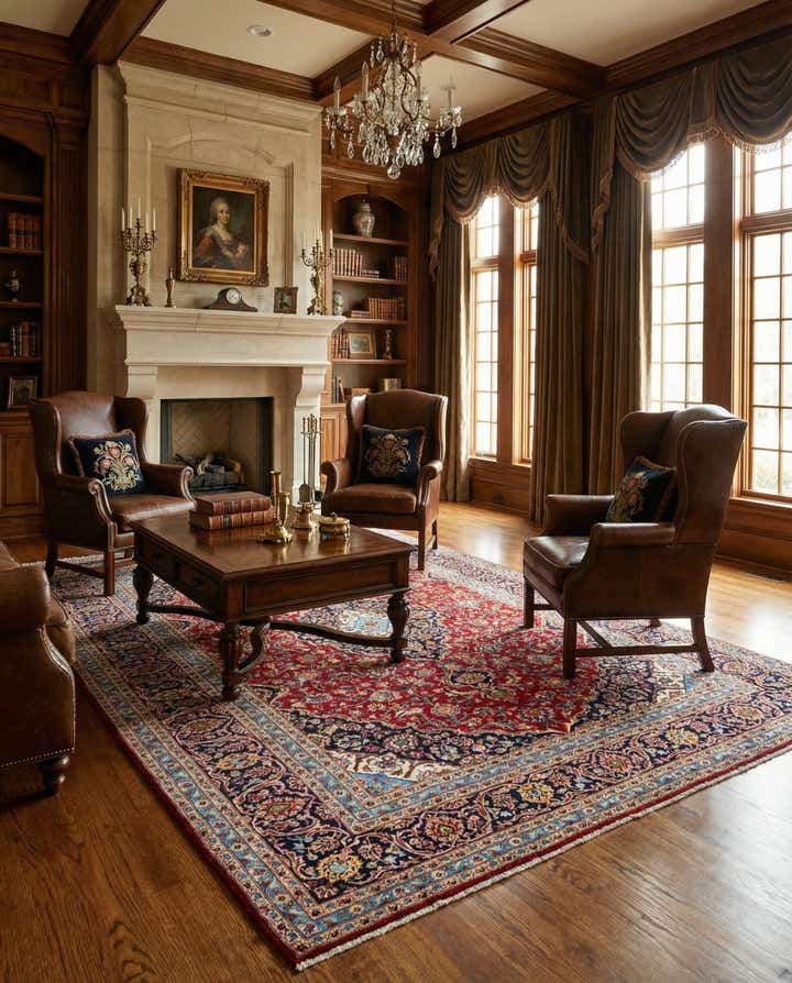 9' 7 x 13' 5 Hand Knotted Kashan Persian Wool Rug