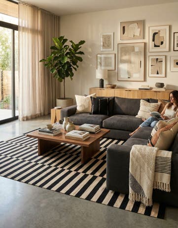 6' 8 x 9' 10 Hand Woven Kilim Modern Wool Rug