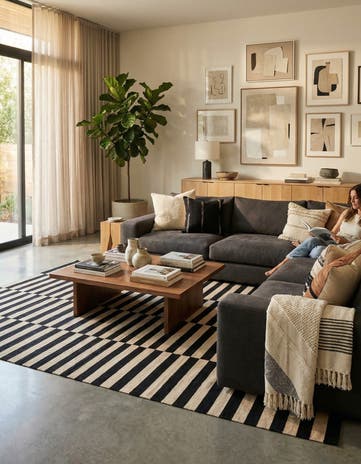 6' 8 x 9' 10 Hand Woven Kilim Modern Wool Rug