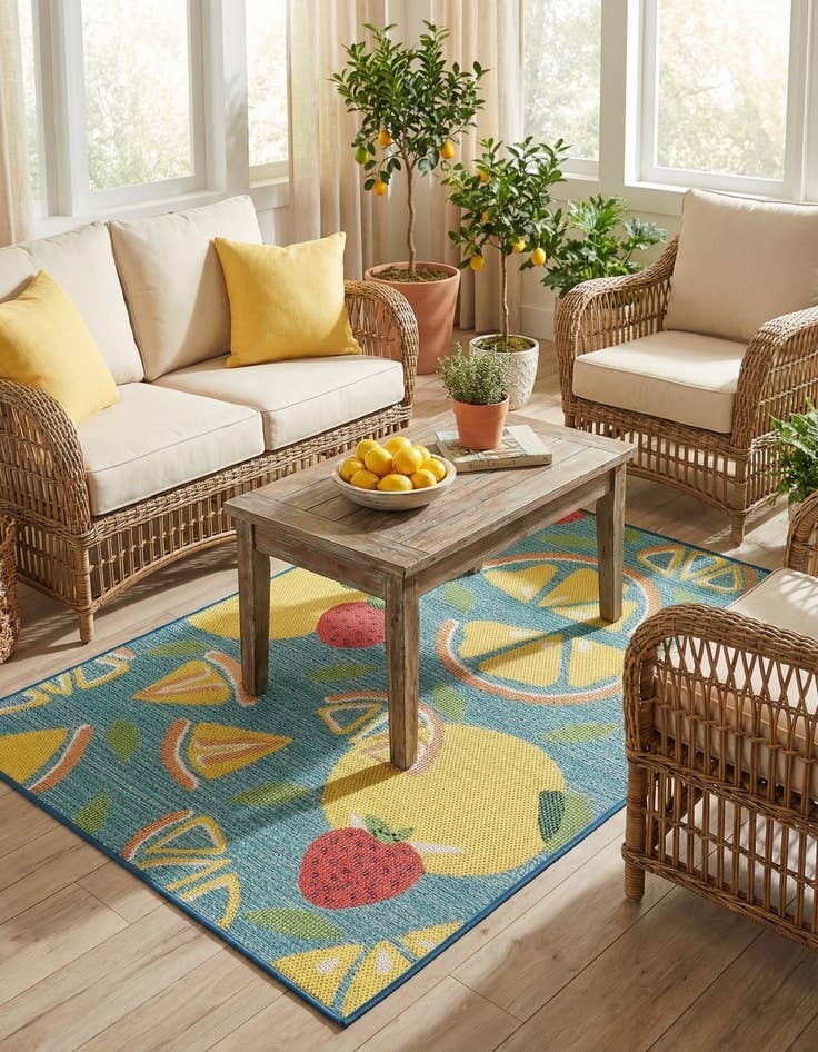 Detail image of 4' 1 x 6' 1  Washable Baja Indoor / Outdoor Rug