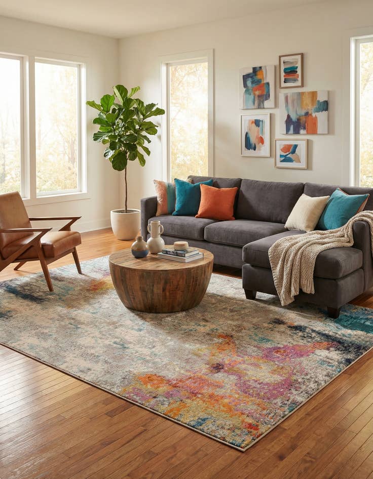 Detail image of 10' x 14'  Washable Spectrum Rug