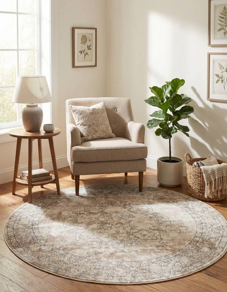 Detail image of 5' 3 x 5' 3 Oregon Round Rug