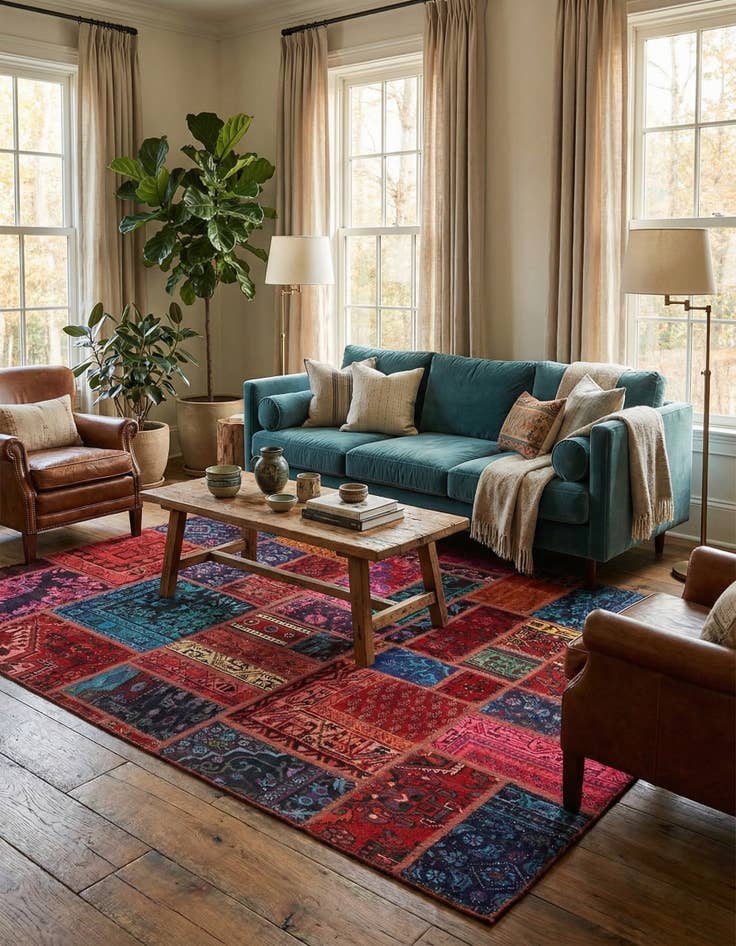 Detail image of  6' x 7' 8  Hand Knotted Ultra Vintage Persian Wool Rug