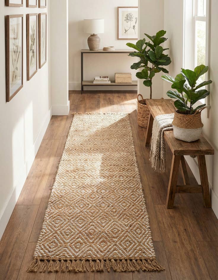 Detail image of  2' 2 x 10'  Hand Woven Braided Jute Runner Rug