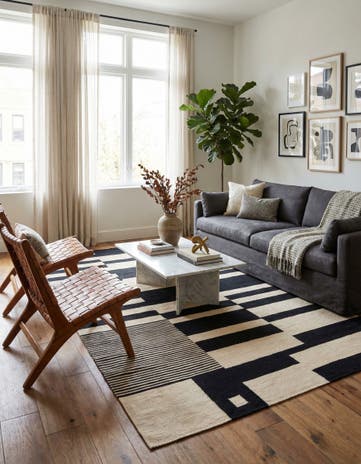 5' 8 x 7' 9 Hand Woven Kilim Modern Wool Rug
