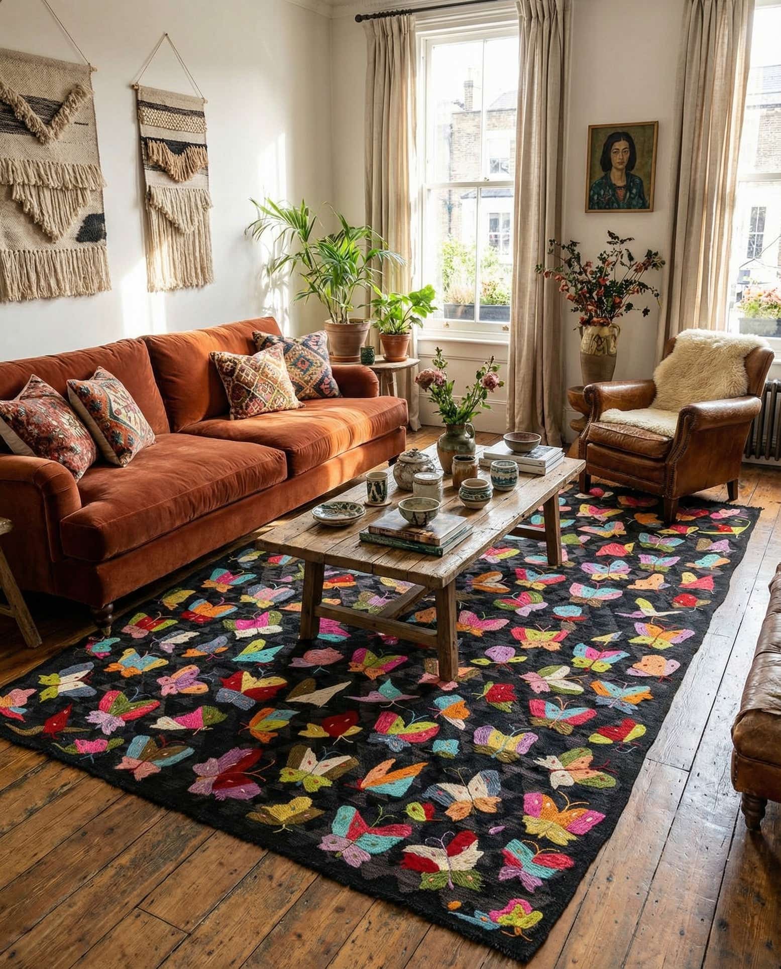 6' 4 x 9' 4 Hand Woven Kilim Suzani Wool Rug