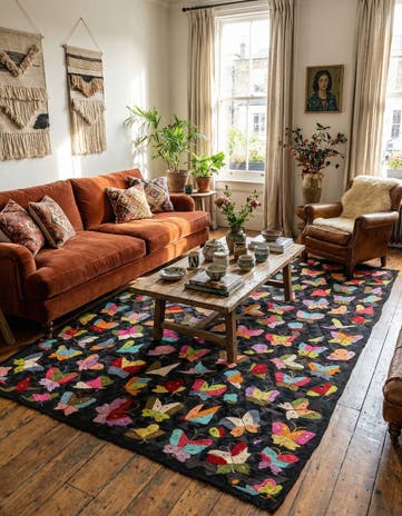 6' 4 x 9' 4 Hand Woven Kilim Suzani Wool Rug