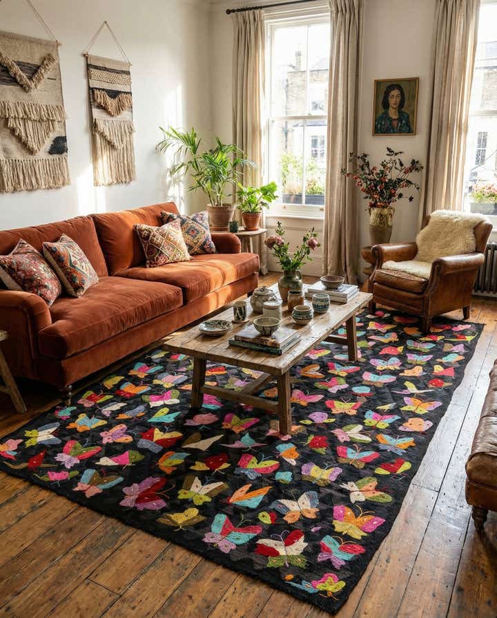 6' 4 x 9' 4 Hand Woven Kilim Suzani Wool Rug