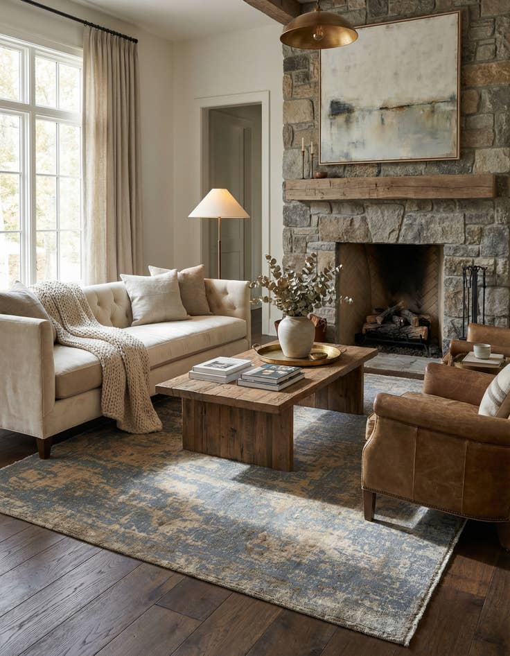 Detail image of 5' 5 x 6' 1  Hand Knotted Ultra Vintage Persian Wool Square Rug