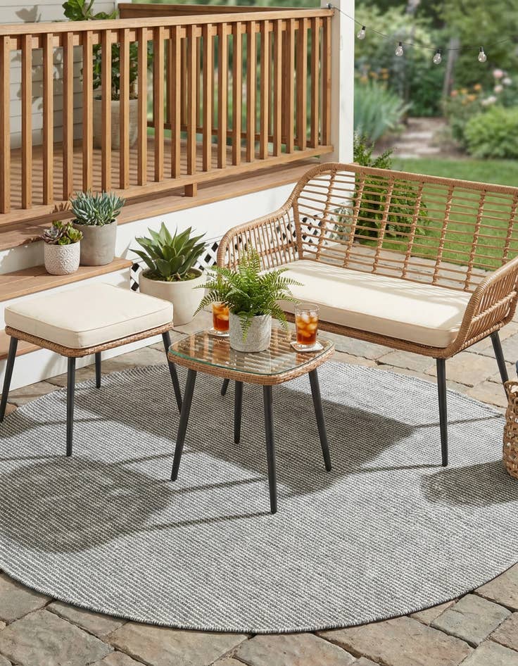 Detail image of 5' 1 x 5' 1  Washable Jill Zarin Palm Springs Indoor / Outdoor Round Rug