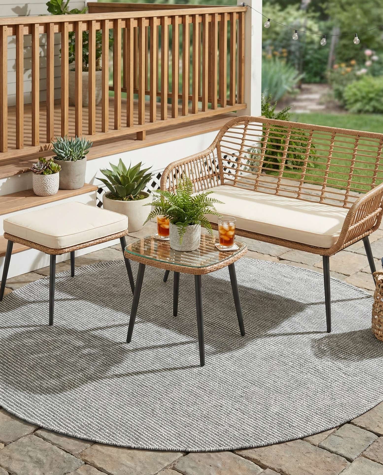 5' 1 x 5' 1 Easy-Clean Jill Zarin Palm Springs Indoor / Outdoor Round Rug