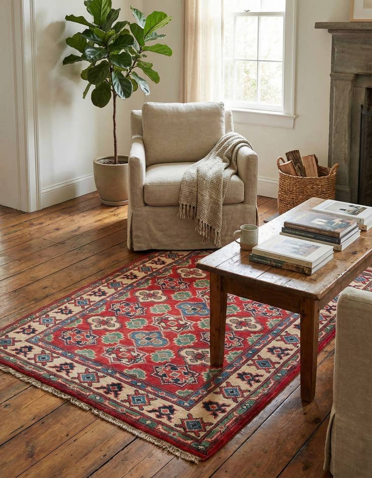 Detail image of 2' 10 x 4' 2  Hand Knotted Kazak Rug