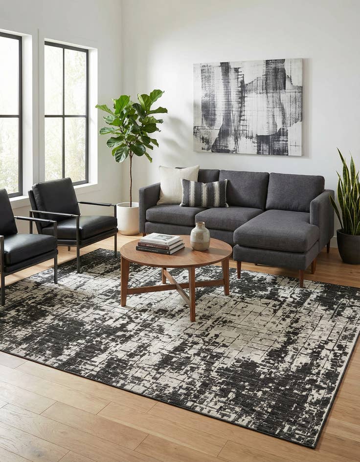 Detail image of  9' x 12'  Washable Modern Indoor / Outdoor Rug