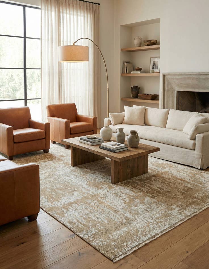 Detail image of 5' 9 x 9'  Hand Knotted Ultra Vintage Persian Wool Rug