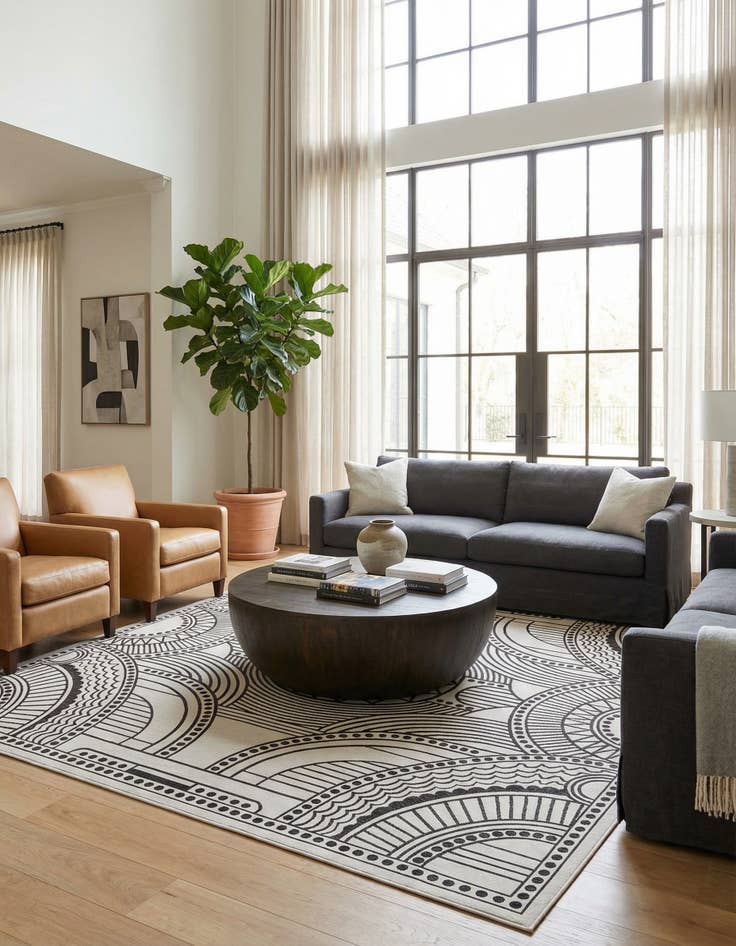 Detail image of 13' x 13'  Washable Traditional Indoor / Outdoor Square Rug