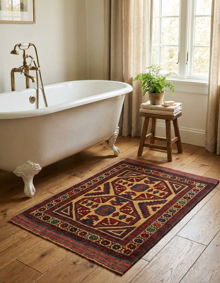 Detail image of  2' 11 x 4' 11  Hand Knotted Sumak Wool Rug