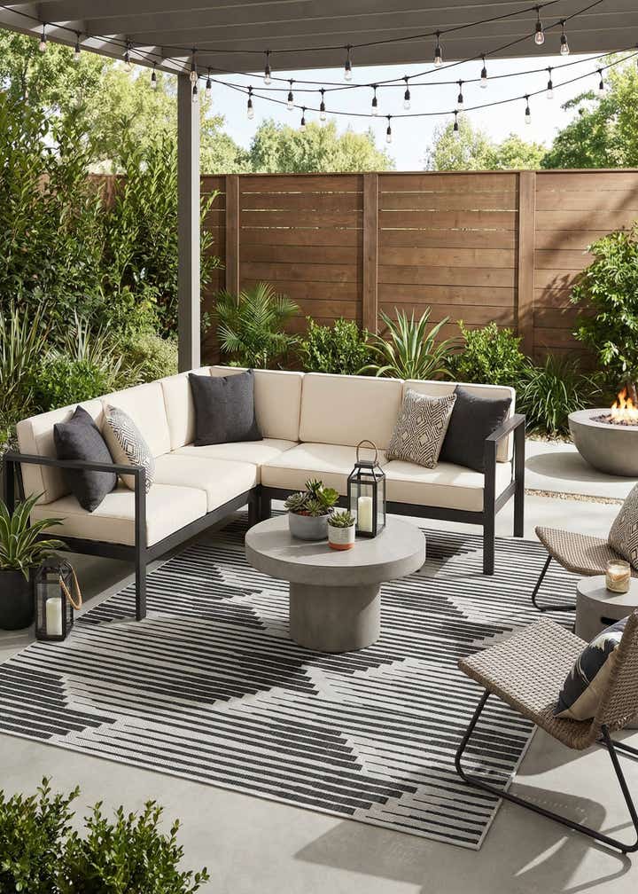 7' 10 x 10' Easy-Clean Modern Indoor / Outdoor Rug