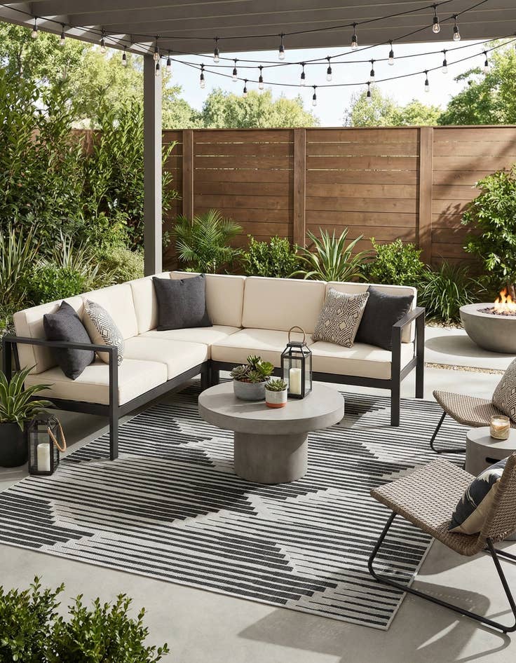 Detail image of 7' 10 x 10'  Washable Modern Indoor / Outdoor Rug