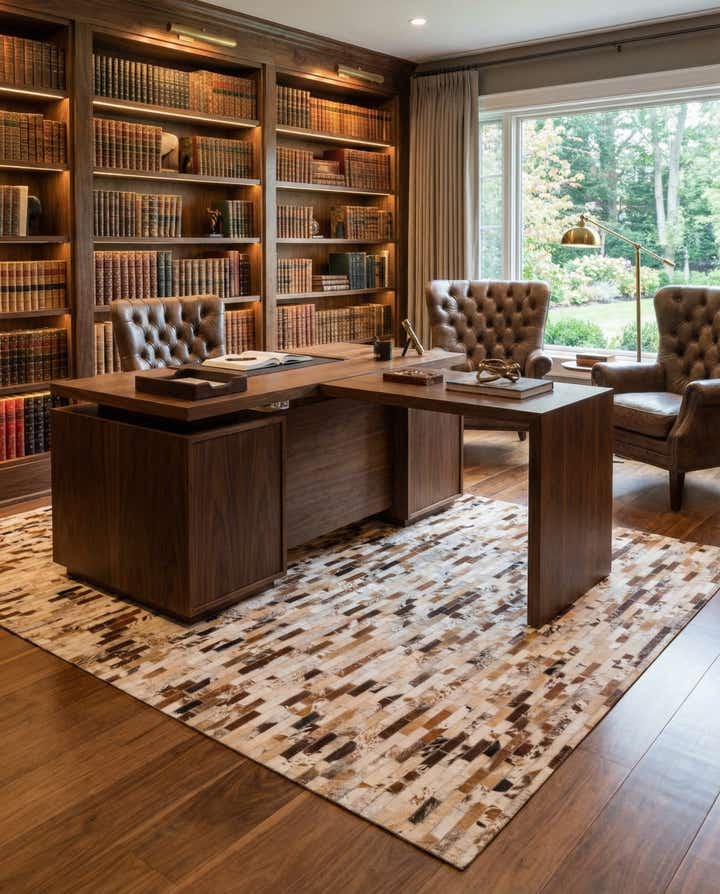 5' x 8' Cowhide Leather Rug