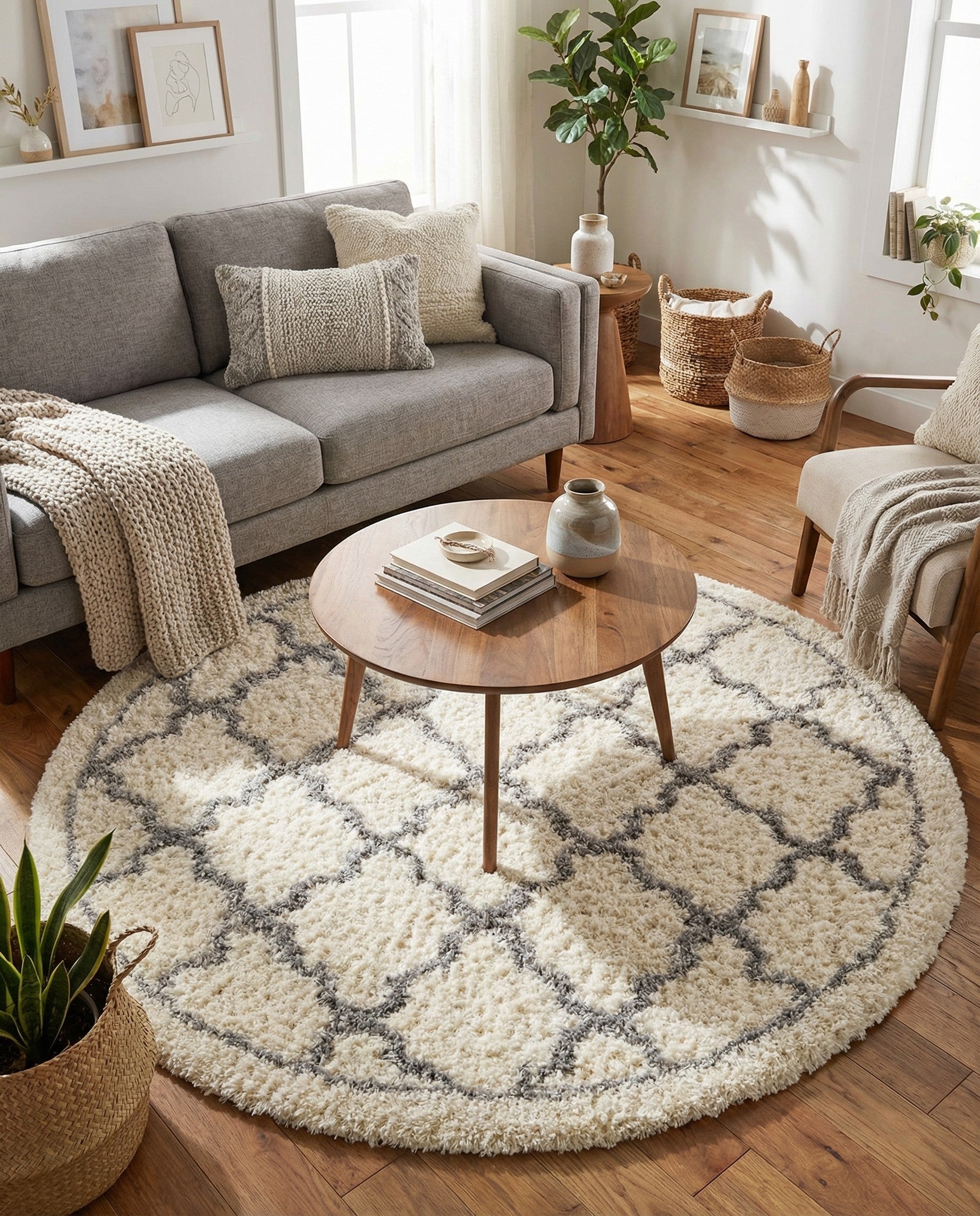  5' x 5' Infinity Shag Round Rug