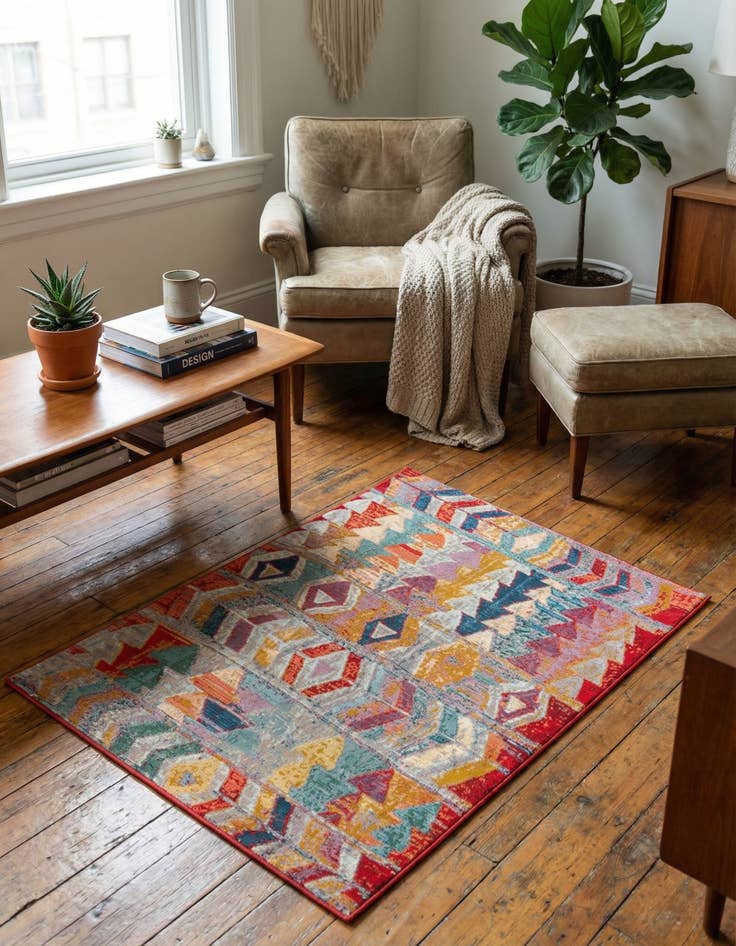 Detail image of 1' 4 x 1' 4  Washable Modern Indoor / Outdoor Sample Rug