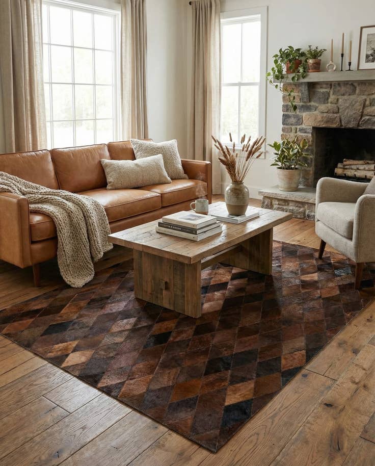 Detail image of 4' x 5' 10 Cowhide Stocks Rug