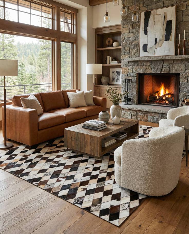 Detail image of 6' 7 x 9' 10 Cowhide Stocks Rug