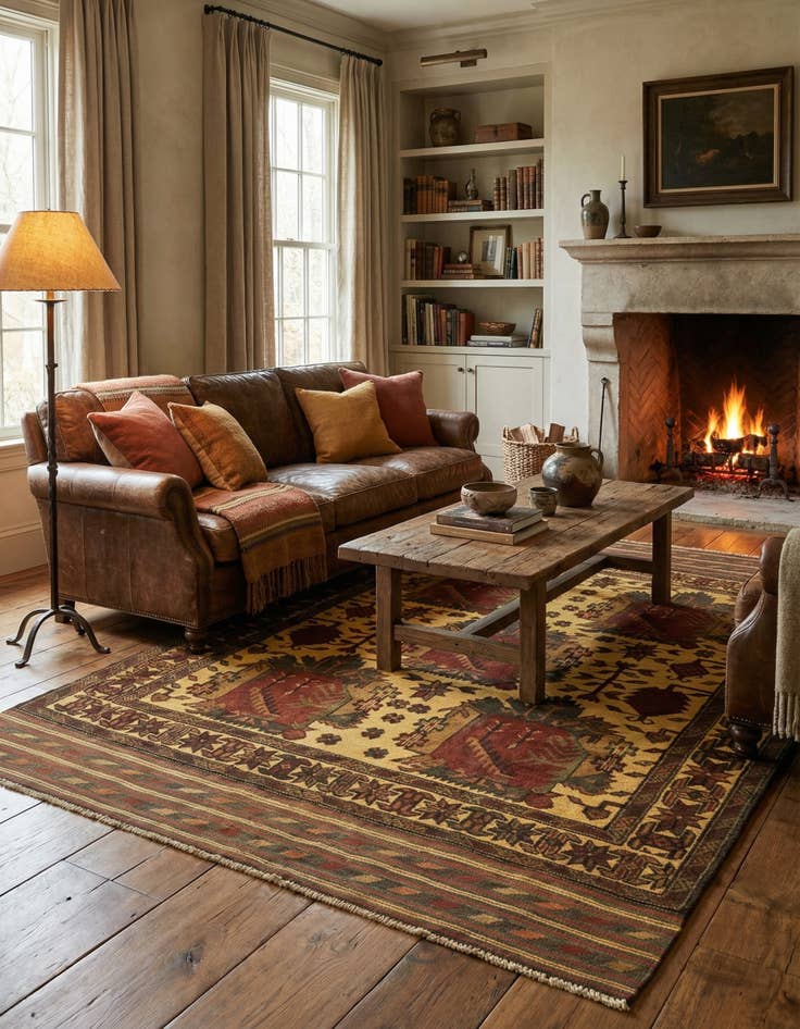 Detail image of 4' 4 x 6'  Hand Knotted Sumak Wool Rug