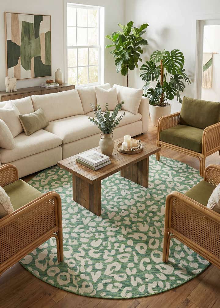 10' x 10' Easy-Clean Safari Indoor / Outdoor Round Rug