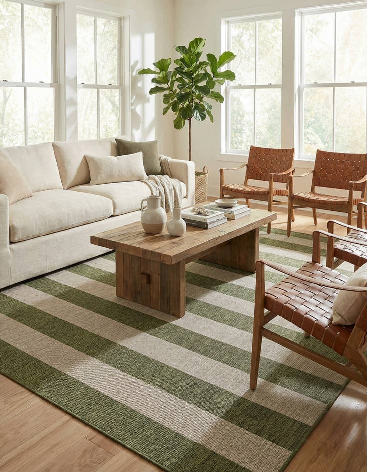 Detail image of 10' x 13'  Washable Striped Indoor / Outdoor Rug