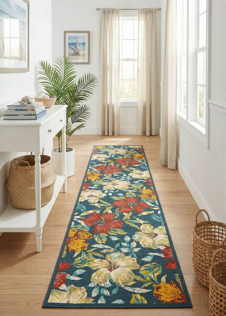 2' 7 x 12' Easy-Clean Coastal Indoor / Outdoor Runner Rug
