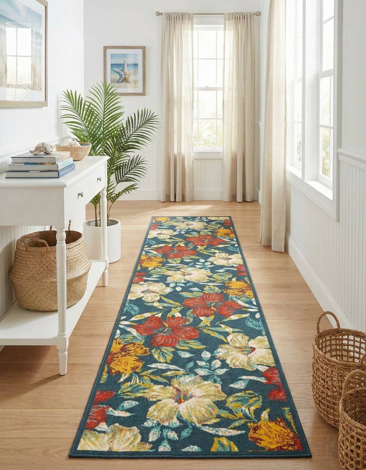 Detail image of 2' 7 x 12'  Washable Coastal Indoor / Outdoor Runner Rug